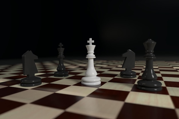 Chess game on board for leadership business strategy concept background