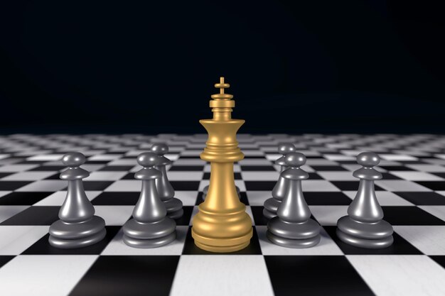 Chess game on board for leadership business strategy concept background