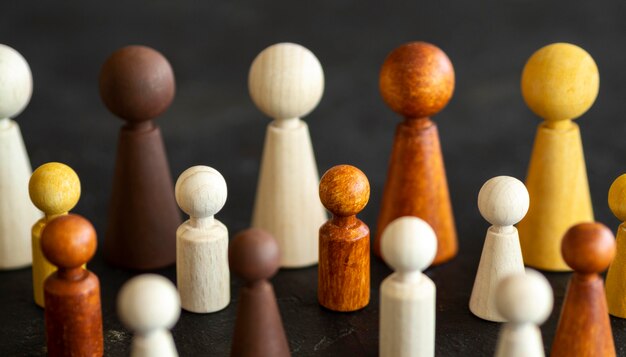 Chess wooden pieces on desk