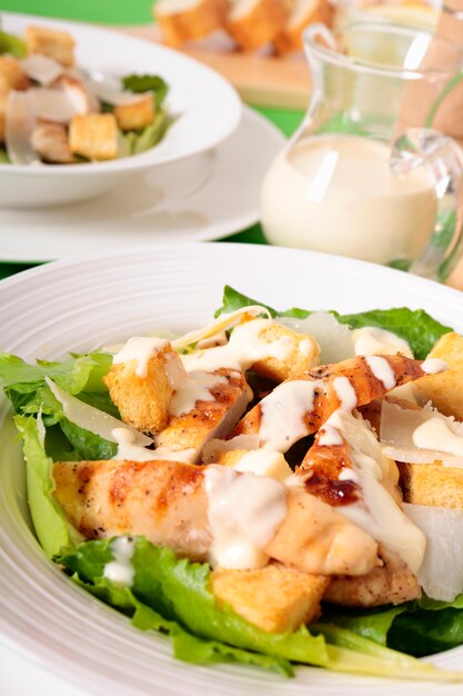 Chicken caesar salad with dressing