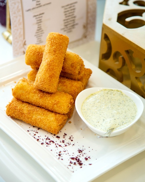 Chicken courgette served with mayonnaise with herbs