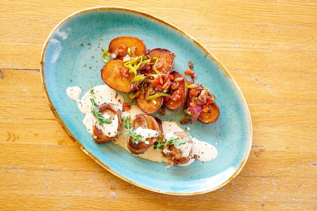 Chicken dish on a restaurant table