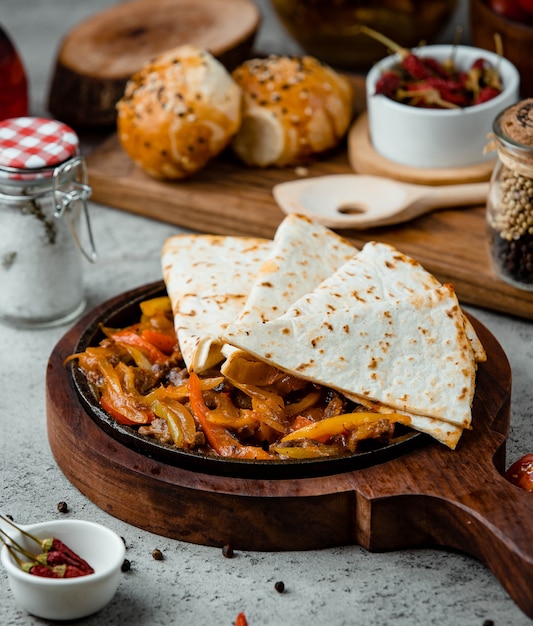 Chicken fajitos on the table