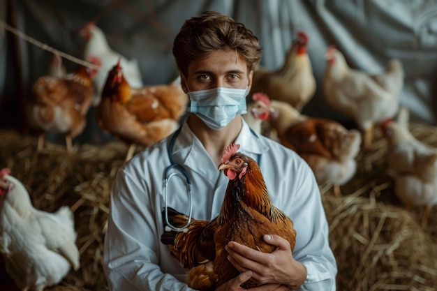 Foto gratuita chicken farm scene with poultry and people