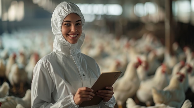 Free photo chicken farm scene with poultry and people