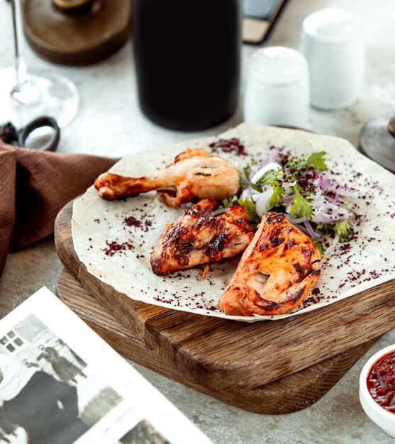 Chicken kebab on the table