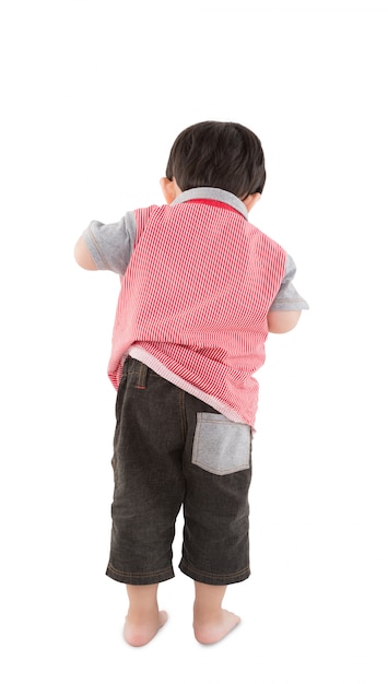 Child on back with white background