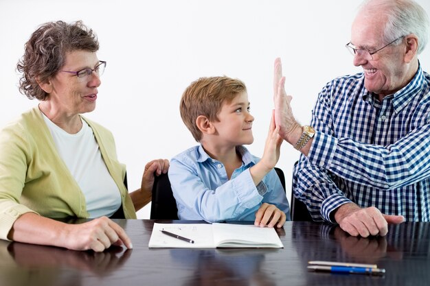 child done front giving gesture