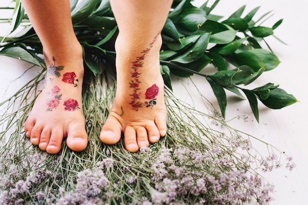 Child on flowers