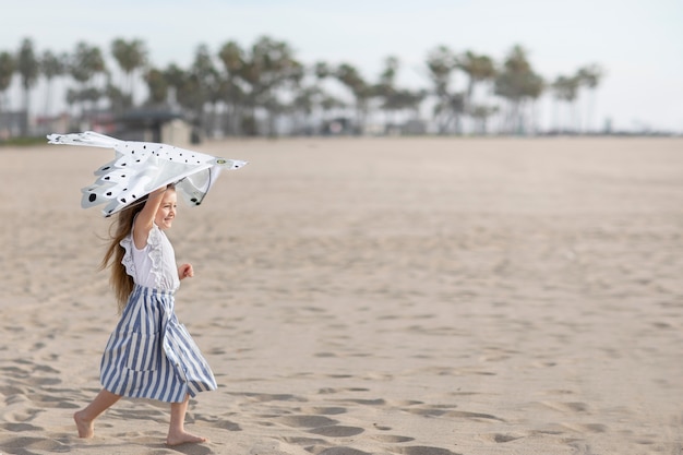 Child having fun with kite