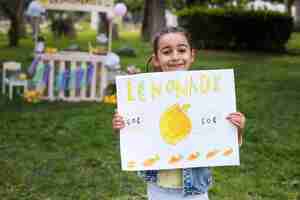 Free photo child having lemonade stand