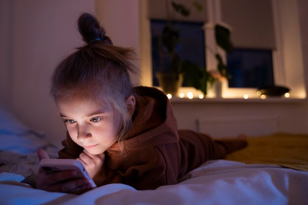 Child suffering from social media addiction