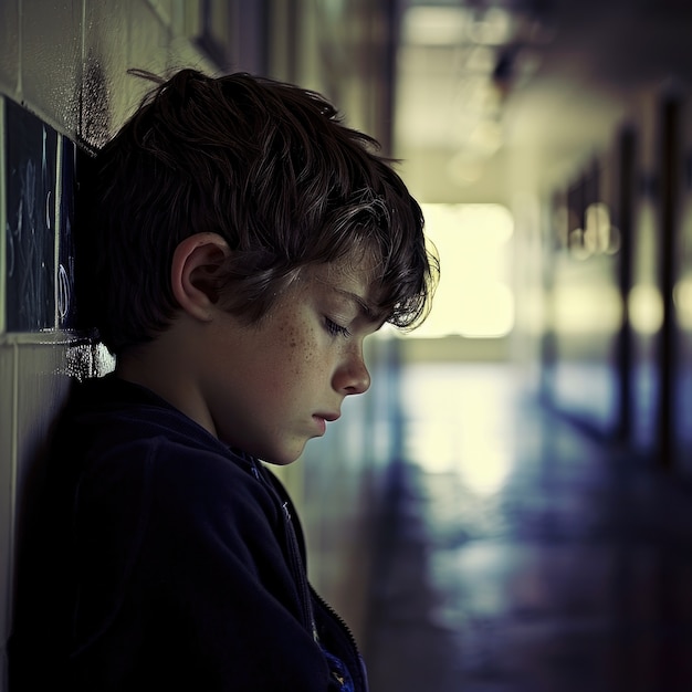 Foto gratuita bambino che soffre a scuola per essere stato vittima di bullismo