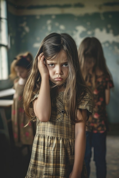 Foto gratuita bambino che soffre a scuola per essere stato vittima di bullismo