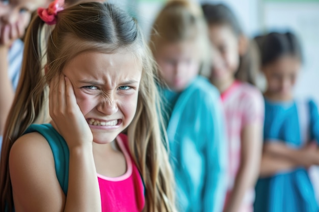 Foto gratuita bambino che soffre a scuola per essere stato vittima di bullismo