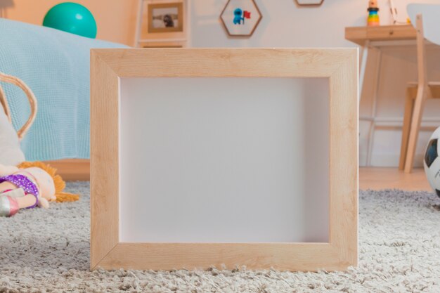 Child toys still life with frame template