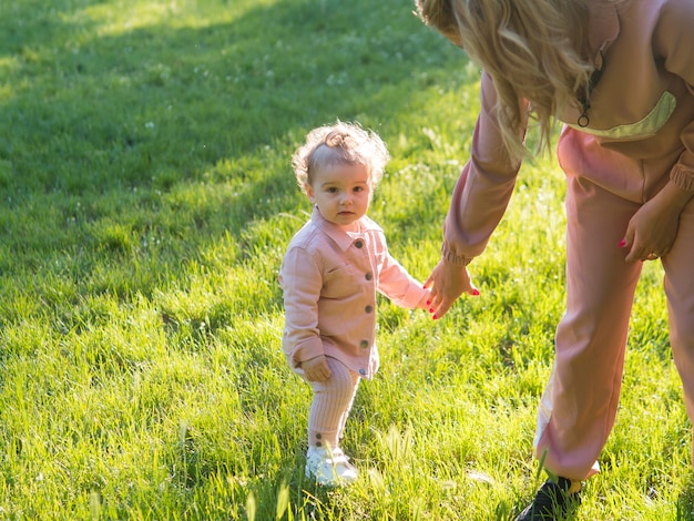 Child wearing pink clothes high view