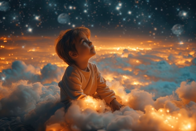 Free photo child with autism living in fantasy world