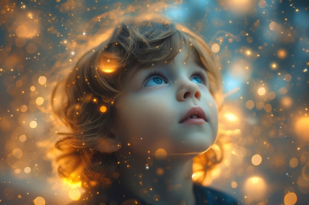 Free photo child with autism living in fantasy world