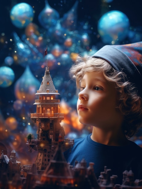 Free photo child with autism living in fantasy world