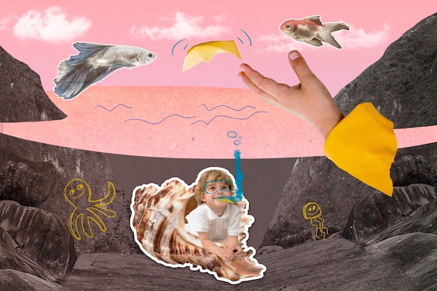 Childhood concept collage