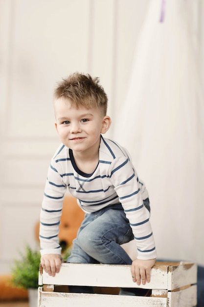 Childhood. Young boy at home