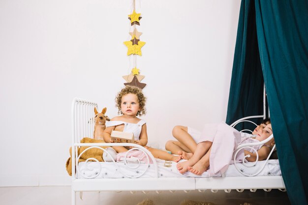 Children on bed