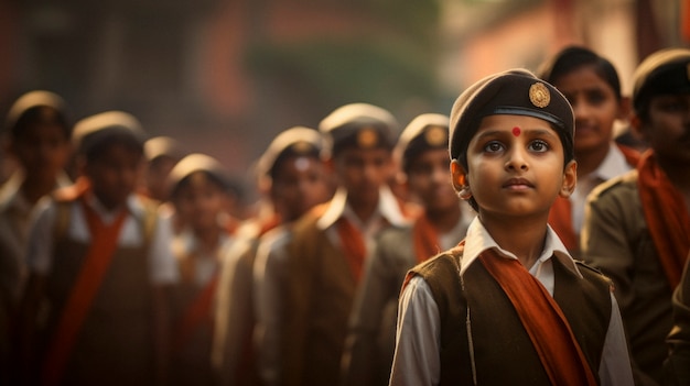 無料写真 インドの共和国の日を祝う子供たち