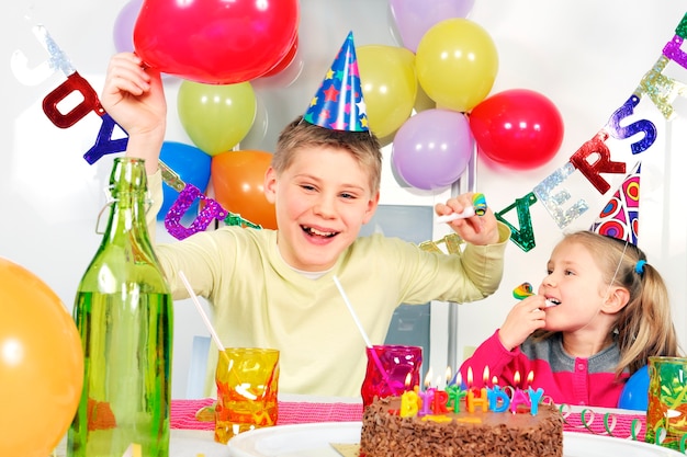 Children at crazy birthday party