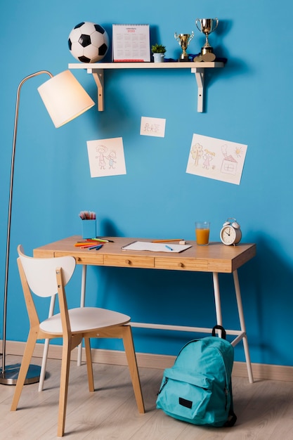 Free photo children desk interior design