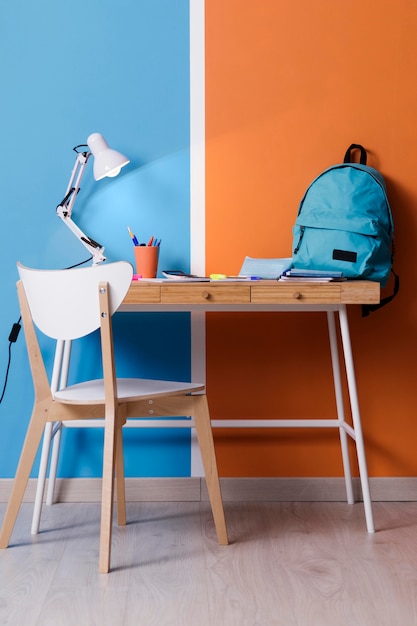 Free photo children desk interior design