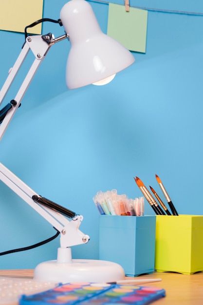 Children desk with a lamp