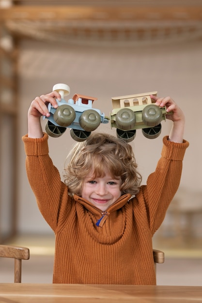children playing with eco toys