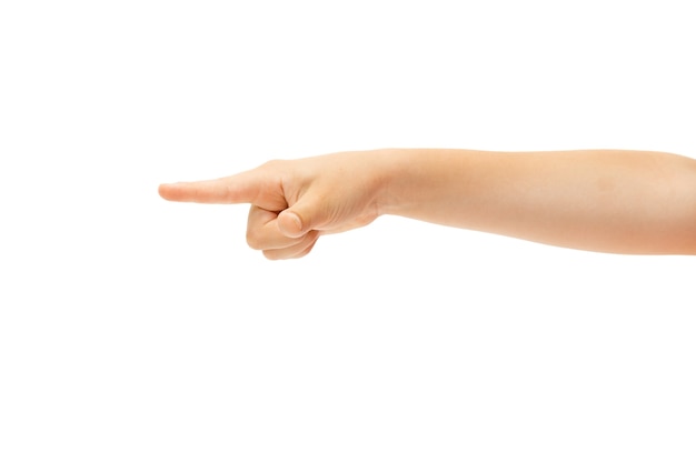 Бесплатное фото Детская рука, жесты на белом