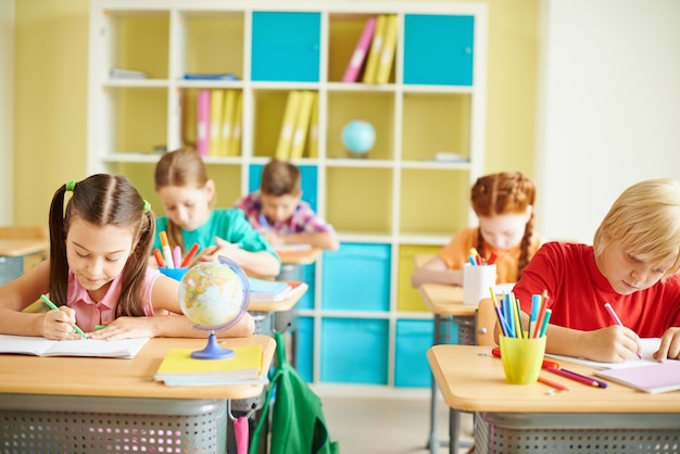 Children studying in a class