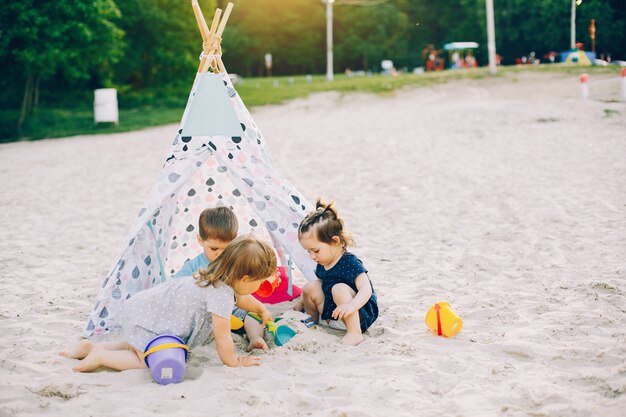 Children in a summer park