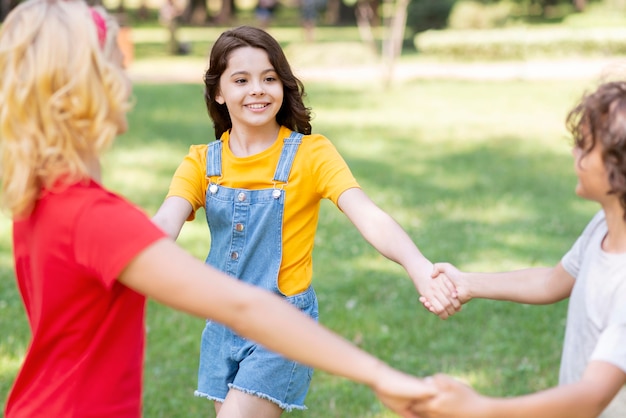 Childrens holding hands