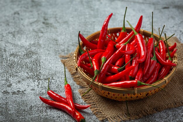 Chilli pepper on dark surface