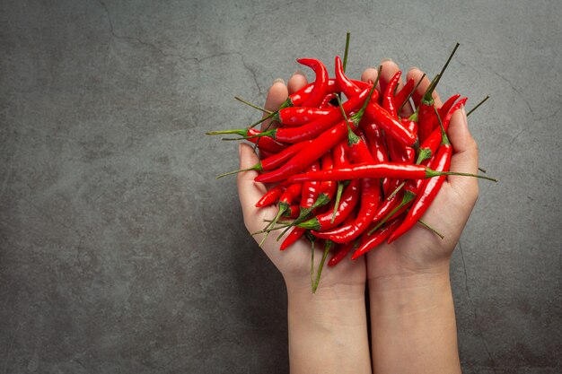 Chilli pepper on dark surface