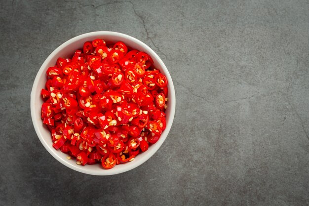 Chilli pepper on dark surface