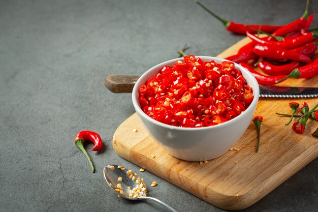 Chilli pepper on dark surface