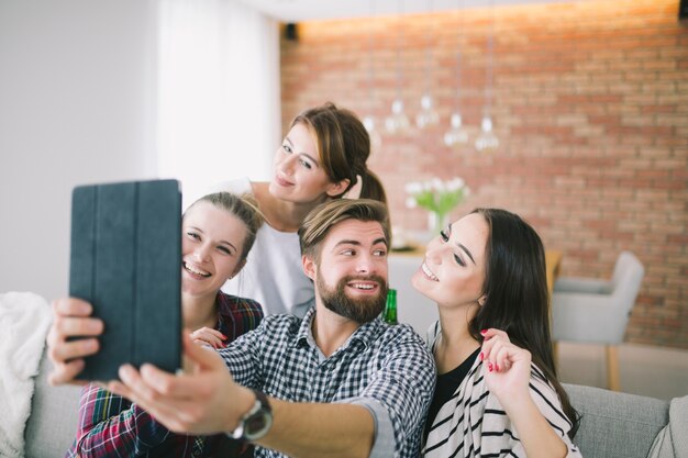 Chilling young people posing for selfie