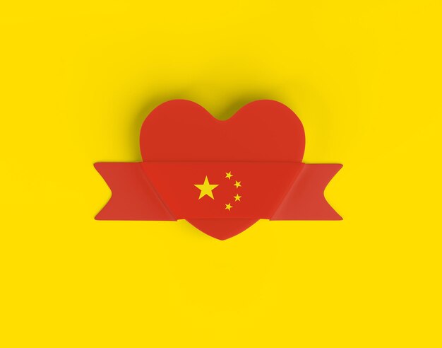 中国国旗ハート バナー