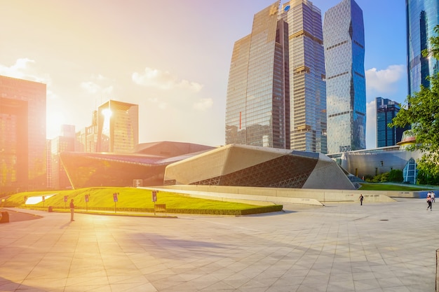 china river finance blue sky city landscape