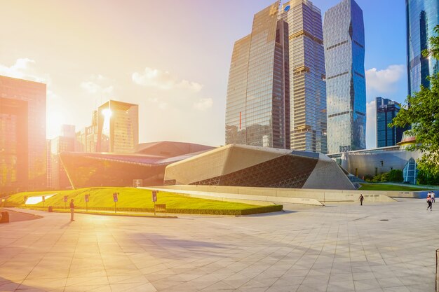 china river finance blue sky city landscape