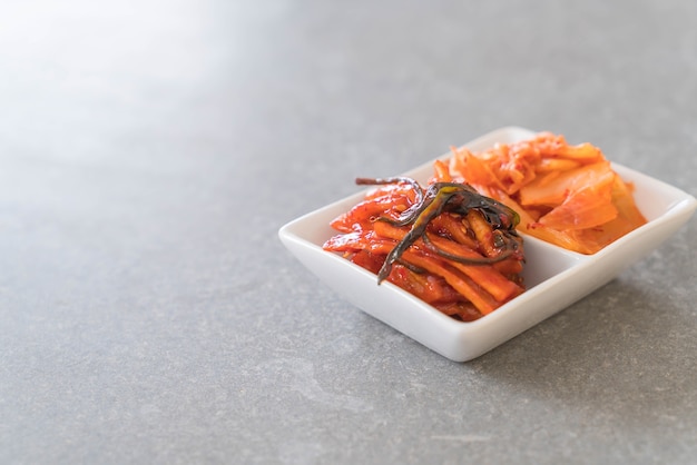 Chinese cabbage, squid and radish kimchi