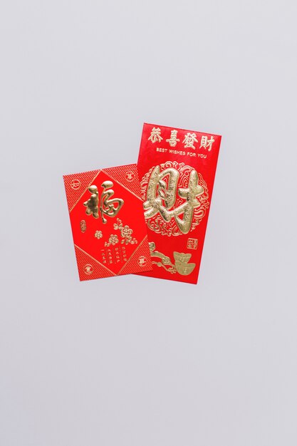 Chinese cards on white background