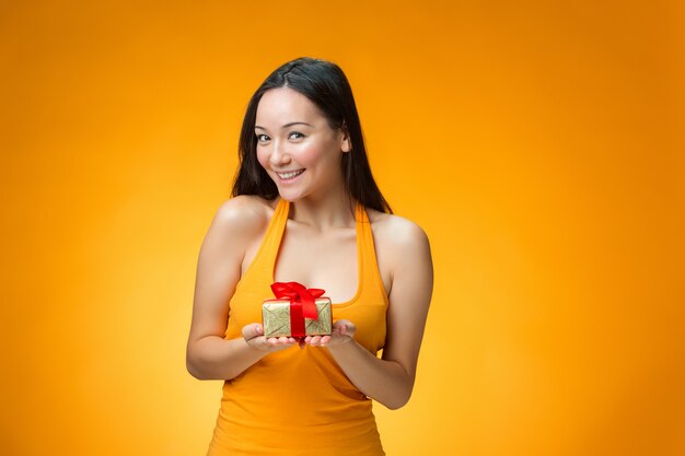 Chinese girl with a gift