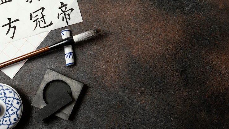 Free Photo chinese ink elements assortment with copy space