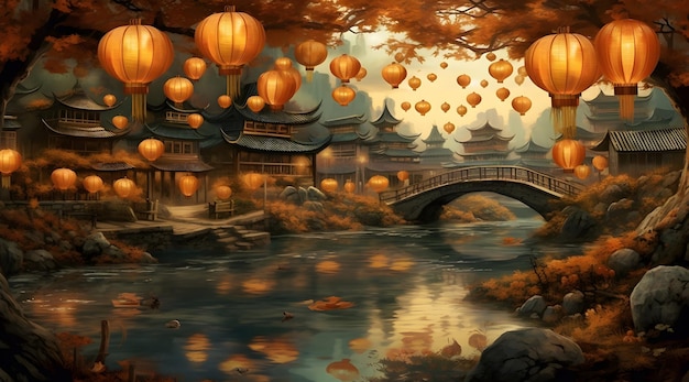 Бесплатное фото Китайский фестиваль середины осени фон